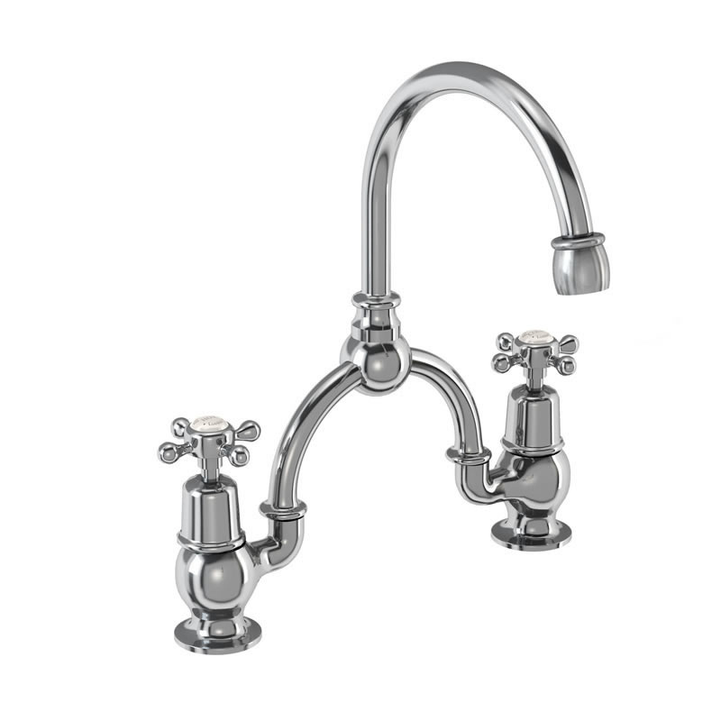 Claremont Medici 2 tap hole arch mixer with curved spout (230mm centres)